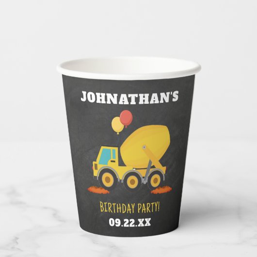 Gobelets En Papier Fête d'anniversaire de la construction (Verso)