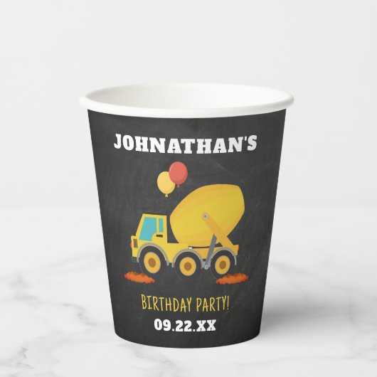 Gobelets En Papier Fête d'anniversaire de la construction (Recto)