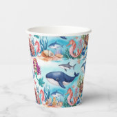 Gobelets En Papier fête d'anniversaire de la mer arc-en-ciel (Verso)