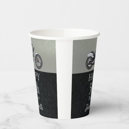 Gobelets En Papier Fête d'anniversaire de la moto 50e Cool (Gauche)
