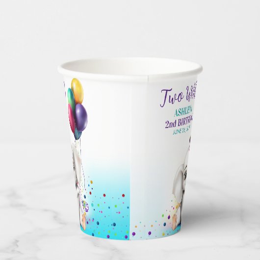 Gobelets En Papier Fête d'anniversaire de l'éléphant mignon (Droite)