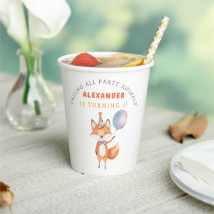 Gobelets En Papier Fête d'anniversaire de Little Fox