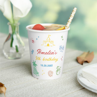 Gobelets En Papier Fête d'anniversaire de plage d'été tropicale