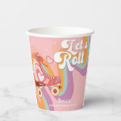 Gobelets En Papier Fête d'anniversaire de roller retro (Recto)