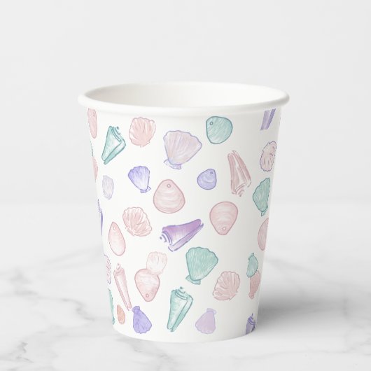 Gobelets En Papier Fête d'anniversaire de Shell-Abrate Pastel Seashel (Recto)