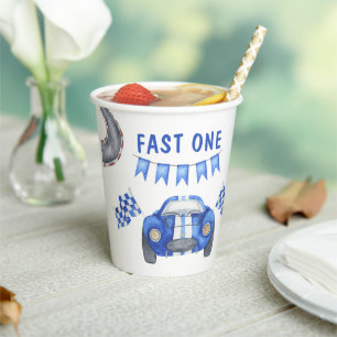 Gobelets En Papier Fête d'anniversaire de voiture de course pour un a