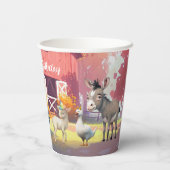 Gobelets En Papier Fête d'anniversaire des animaux de ferme (Verso)