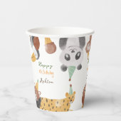 Gobelets En Papier Fête d'anniversaire des animaux nom personnalisé (Recto)