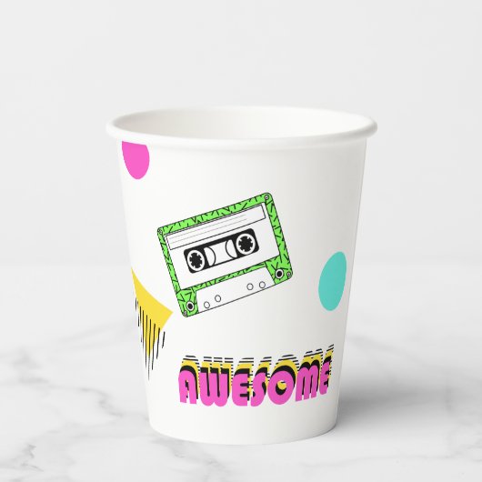 Gobelets En Papier Fête d'anniversaire des années 80 (Verso)