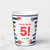 Gobelets En Papier Fête d'anniversaire des marins d'été pour enfants (Verso)