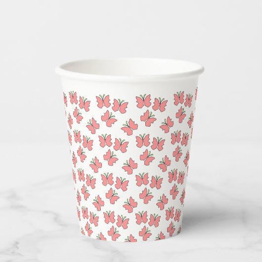 Gobelets En Papier Fête d'anniversaire des papillons (Recto)