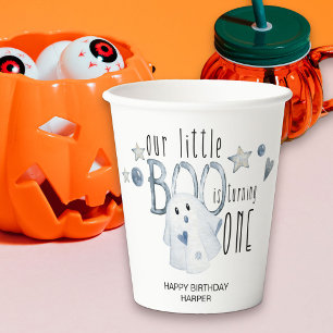 Gobelets En Papier Fête d'anniversaire d'Halloween Little Boo 1 an