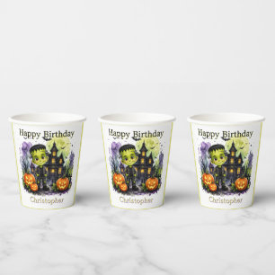 Gobelets En Papier Fête d'anniversaire d'Halloween pour un garçon ave