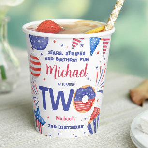 Gobelets En Papier Fête d'anniversaire du 14 juillet pour un 2e anniv