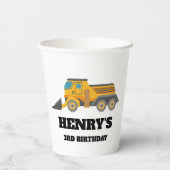 Gobelets En Papier Fête d'anniversaire du camion de vidange de constr (Verso)