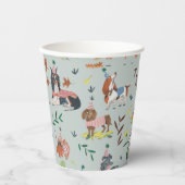 Gobelets En Papier Fête d'anniversaire du chiot bleu Let's Pawty (Recto)