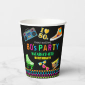 Gobelets En Papier Fête d'anniversaire du cool Neon 80 (Verso)
