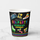 Gobelets En Papier Fête d'anniversaire du cool Neon 80 (Recto)