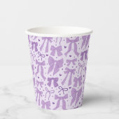 Gobelets En Papier Fête d'anniversaire du Motif pourpre Bow (Recto)