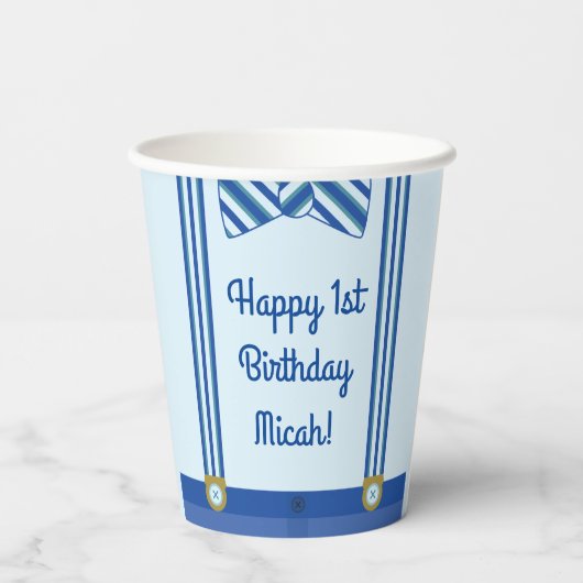 Gobelets En Papier Fête d'anniversaire du petit homme (Verso)