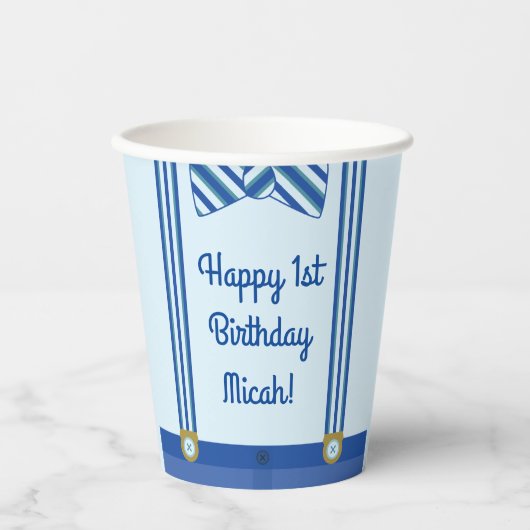 Gobelets En Papier Fête d'anniversaire du petit homme (Recto)