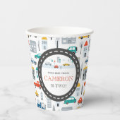 Gobelets En Papier Fête d'anniversaire du transport urbain moderne (Recto)