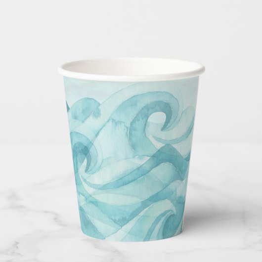 Gobelets En Papier Fête d'anniversaire d'une sirène d'eau rose violet (Verso)