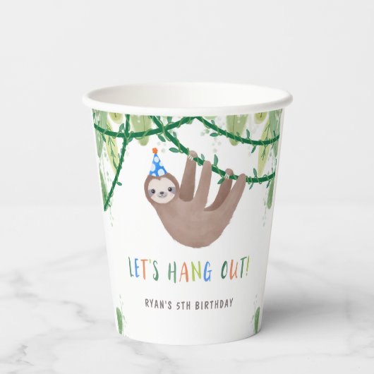 Gobelets En Papier Fête d'anniversaire en bleu et blanc (Verso)