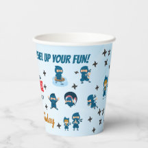 Fête d'anniversaire garçon équipe de ninja bleu mi