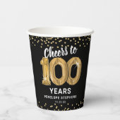 Gobelets En Papier Fête d'anniversaire moderne à 100 ans (Verso)