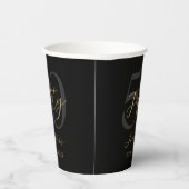 Gobelets En Papier Fête d'anniversaire moderne Black and Gold Elegant (Droite)