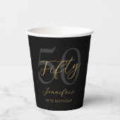Gobelets En Papier Fête d'anniversaire moderne Black and Gold Elegant (Recto)