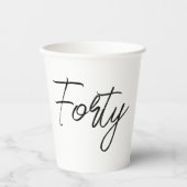 Gobelets En Papier Fête d'anniversaire moderne blanche et noire (Recto)