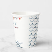 Gobelets En Papier Fête d'anniversaire nautique aquarelle (Gauche)