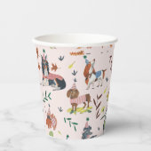 Gobelets En Papier Fête d'anniversaire Pawty Pink Chien Chiot (Recto)