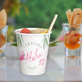 Gobelets En Papier Fête d'anniversaire personnalisée en rose tropical