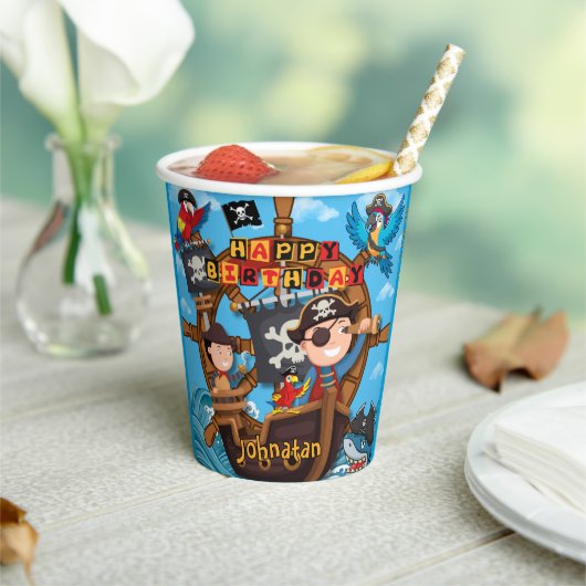 Gobelets En Papier Fête d'anniversaire pirate (Insitu)