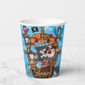 Gobelets En Papier Fête d'anniversaire pirate (Verso)