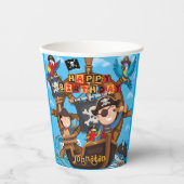 Gobelets En Papier Fête d'anniversaire pirate (Recto)
