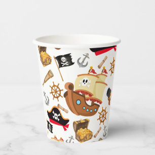 Gobelets En Papier Fête d'anniversaire Pirate pour Enfants Joyeux A
