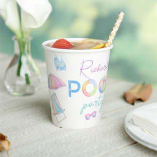 Gobelets En Papier Fête d'anniversaire piscine aquarelle Piscine Nata