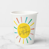 Gobelets En Papier Fête d'anniversaire pour enfants Bright Sun Script (Recto)