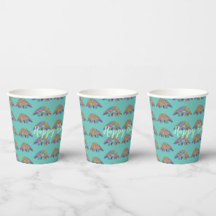 Gobelets En Papier Fête d'anniversaire pour enfants Pangolin coloré s