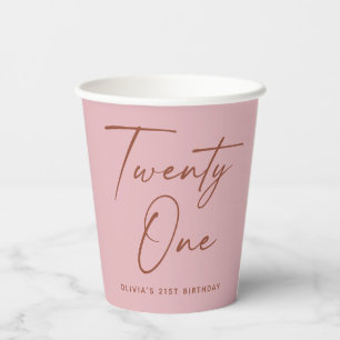 Gobelets En Papier Fête d'anniversaire pour les 21 ans. Fête minimale