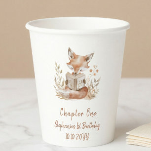 Gobelets En Papier Fête d'anniversaire premier chapitre un renard lis