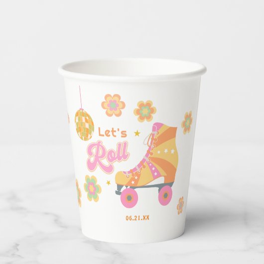Gobelets En Papier Fête d'anniversaire Roll Girl Roller Skating (Verso)