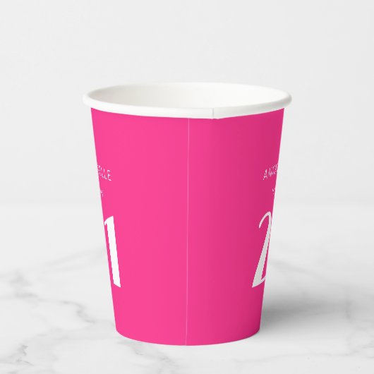 Gobelets En Papier Fête d'anniversaire rose chaud moderne 21e Vingt e (Droite)