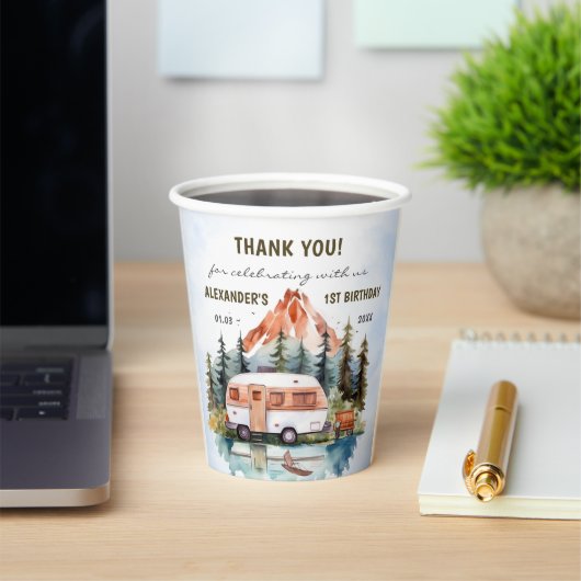 Gobelets En Papier Fête d'anniversaire rustique de Camping Mountain (Insitu)