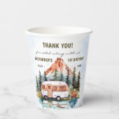 Gobelets En Papier Fête d'anniversaire rustique de Camping Mountain (Recto)