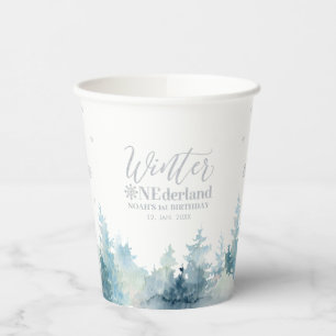 Gobelets En Papier Fête d'anniversaire Silver Snow Winter Onderland 1